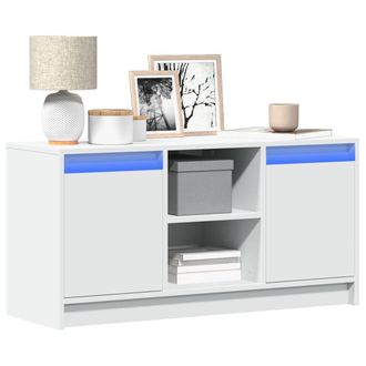 Berkfield Home TV Cabinet with LED White 100x34x50 cm Engineered Wood | Size: 100 x 34 x 50 cm
