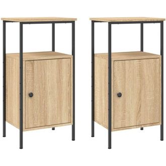 vidaXL Vidaxl - Mesitas Noche 2 Uds Madera Ingenier&iacute;a Roble Sonoma 41x31x80 Cm
