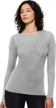 Triumph Langarmshirt TRIUMPH Beauty Layers LSL Top Wool, Damen, Gr. XL, grau (medium grau melange), Single Jersey, Obermaterial: 100% Wolle, h&uuml;ftbedeckend, Ru