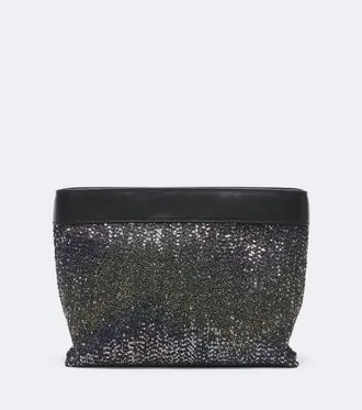 Missoni Sequined leather-trimmed clutch