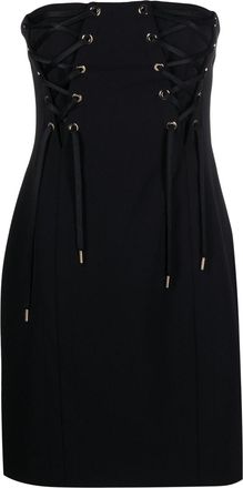 Pinko lace-up strapless stretch-crepe minidress - women - Polyester/Polyamide/Elastane/Polyester - 42 - Black