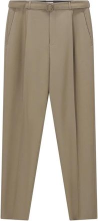 Saint Laurent Broeken, Heren, Beige, M, Wol, Geplooide wijde pijpen
