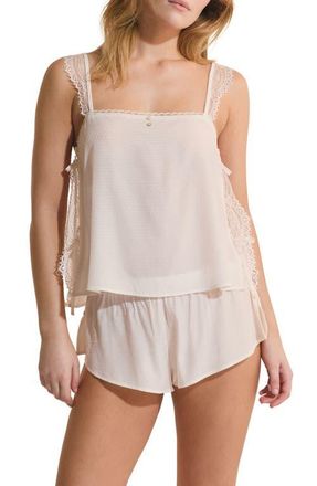 Etam Poudree Swiss Dot Lace Trim Camisole in Ecru at Nordstrom, Size X-Large