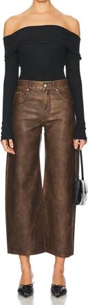 We The Free Misha Faux Leather Wide Leg Pants In Dark Brown