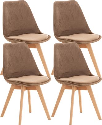 Clp Clp - Set De 4 Sillas De Comedor Linares Marr&oacute;n Terciopelo