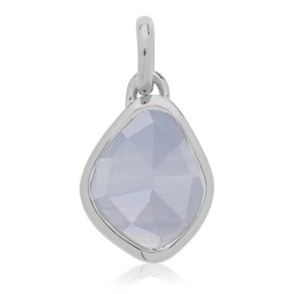 Monica Vinader Sterling Silver Siren Small Nugget Pendant Charm Blue Lace Agate