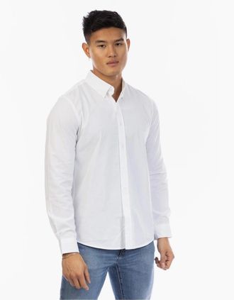 Peter Werth Mens Collared Neck Long Sleeve Regular Fit Shirt - White - Size: Regular/40