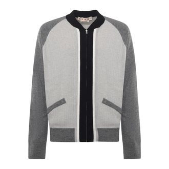 Marni Wool Bomber-Neck Cardigan