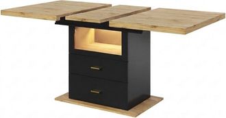 Urban Meuble Mesa de comedor extensible efecto madera con led y 2 cajones