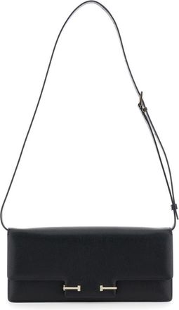 Tom Ford Black Crossbody Bag With Adjustable Shoulder Strap And T Plaque Closure In Grained Leather