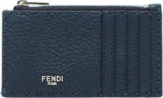 Fendi Pre-owned Wallets, female, Blue, Size: ONE SIZE Pre-owned Selleria Leather Card Case
