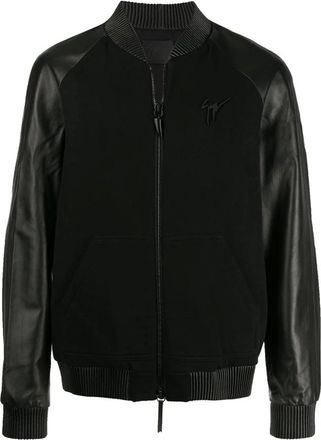 Giuseppe Zanotti Light Jackets, male, Black, S, Black Mixed Fabric Biker Jacket