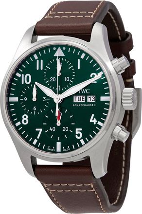 IWC Pre-owned IWC Pilot Chronograph 41 Automatic Green Dial Mens Watch IW388103