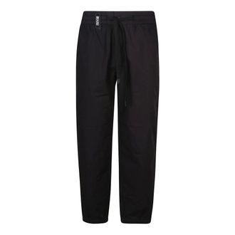 Versace Jeans Couture Broeken, Heren, Zwart, M, Katoen, Zwarte Patch Logo Broek