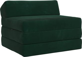 vidaXL Sof&aacute; Cama Plegable Verde Oscuro 200 X 70 X 10 Cm Terciopelo Vidaxl