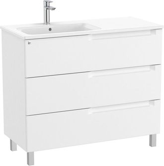 Roca Roca - Pack Unik Mueble De 3 Cajones + Lavabo A La Izquierda Aleyda Color: Blanco Mate - Medidas: 1005x460x740 Mm
