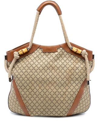 Gucci 2016-2025 Diamante canvas Maui hobo tas - Bruin
