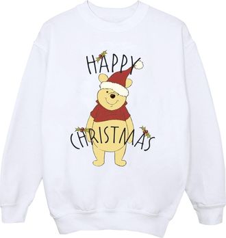 Disney Dames/Dames Winnie The Pooh Vrolijk Kerstmis Holly Sweatshirt (Wit)