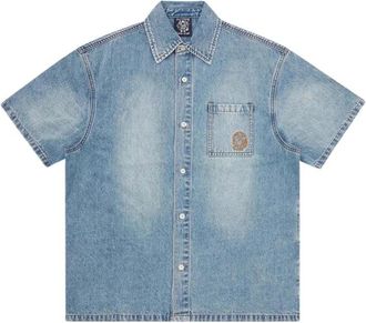 Billionaire Boys Club Astro Denim Short Sleeve Shirt - Heren - Spijkeroverhemden - Blauw - XL - Denim - Overhemden