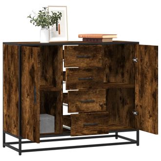 Berkfield Home Sideboard Smoked Oak 92x35x76 cm Engineered Wood in Brown | Size: 92 x 35 x 76 cm