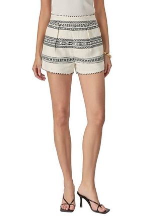 English Factory The Sienna Stripe Tweed Shorts in White/Black at Nordstrom, Size X-Small