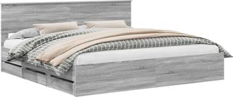 vidaXL Estructura De Cama Gris Sonoma 200 X 200 Cm Madera Ingenieril Vidaxl