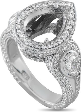 Luxury Bazaar 14K White Gold 1.20ct Diamond Pear Halo Mounting Ring MF19-082026