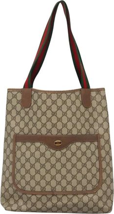 Gucci Sherry Beige Canvas Tote Bag (Pre-Owned)