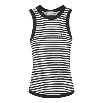 Saint Laurent Striped Tank Top - female - Saint Laurent - Sleeveless Tops - Black - L - Tops