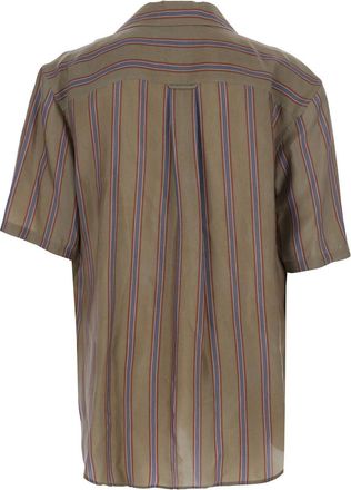 Saint Laurent Mens Shirt Boxy Strips Brown Cotton