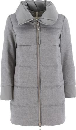 Duno Jas met Verstelbare Kraag en Metalen Rits - Dames - Parka Jassen - Grijs - M - Wol - Jassen