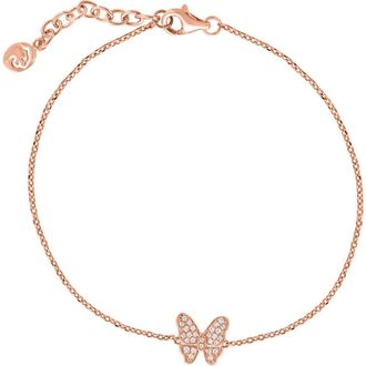 Effy Diamond Pav&eacute; Butterfly Charm Bracelet in Rose Gold at Nordstrom Rack, Size 7.5