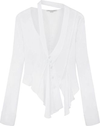 Stella McCartney ruffled asymmetric shirt - women - Viscose - 42 - White