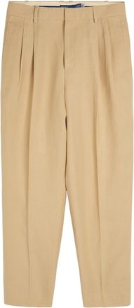Polo Ralph Lauren Pleated Tapered-leg Hemp Trousers - Tan - 12 (UK16 / XL)