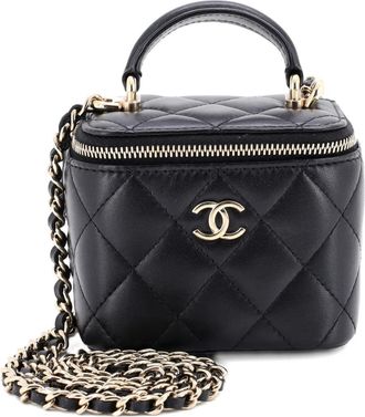 Chanel Classic Top Handle Vanity Case with Chain Quilted Lambskin Mini crossbody bag - Nero