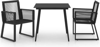 vidaXL 3 Piece Outdoor Dining Set pvc Rattan Black Vidaxl