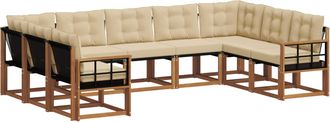 vidaXL Conjunto De Sof&aacute;s De Exterior 9 Uds. Natural Y Beige Vidaxl
