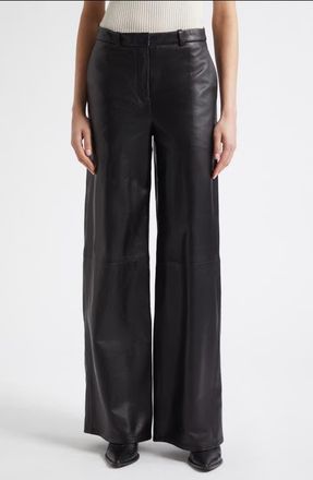 Nour Hammour Coda Wide Leg Leather Pants in Black at Nordstrom, Size 44