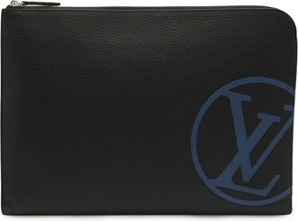Louis Vuitton Blue Noir Leather Clutch Bag Pochette (Pre-Owned)