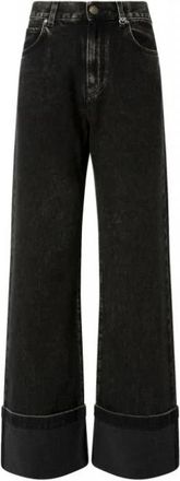 Pinko Wanda Wide Leg Turn-up - Dames - Loose Fit Jeans - Zwart - W29 - Katoen - Jeans