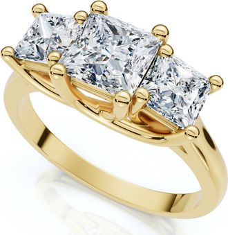 Pompeii3 1 1/2Ct Princess Cut Diamond May Engagement 3-Stone Ring 14k Gold Lab Grown
