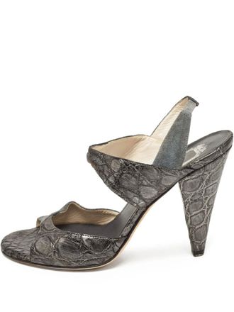 Dior 100mm crocodile-embossed slingback sandals - Grey