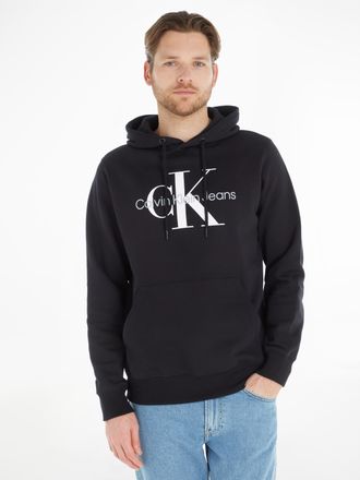 Calvin Klein Jeans Kapuzensweatshirt CALVIN KLEIN JEANS CORE MONOGRAM HOODIE, Herren, Gr. M (48/50), schwarz (ck schwarz), Sweatware, Obermaterial: 100% Baumwolle, unifa
