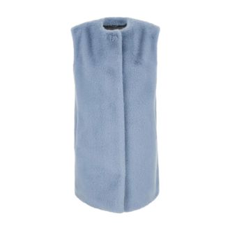 Herno Blue fur with round collar in Faux fur Woman - female - Herno - Waistcoats - Blue - S - Jackets
