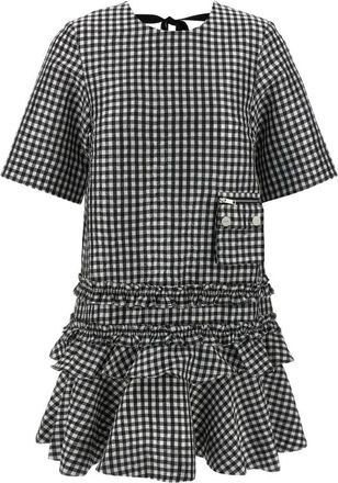 Ganni Crinkled Check Mini Dress - Dames - Korte kleedjes - Veelkleurig - XS - Polyester - Kleedjes