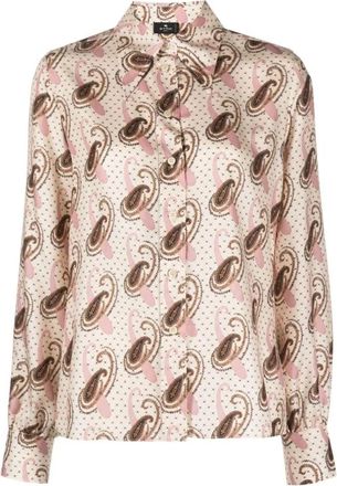 Etro Zijden overhemd met paisleyprint - Dames - Overhemden - Veelkleurig - XS - Overhemden