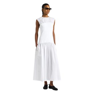 Liviana Conti Midi Jurken - Dames - Casual kleedjes - Wit - XS - Katoen - Kleedjes