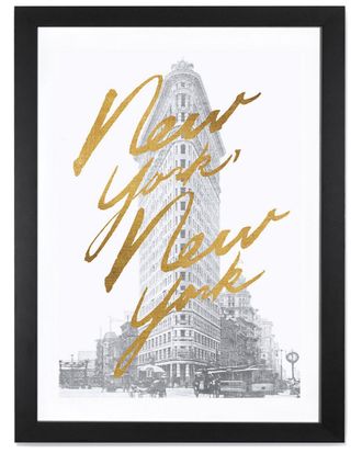 iCanvas Icanvas Gilded New York By All That Glitters Black Framed Fine Art Paper Print