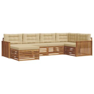 vidaXL Conjunto De Sof&aacute;s De Exterior Con Coj&iacute;n 6 Pcs Natural Y Beige Vidaxl