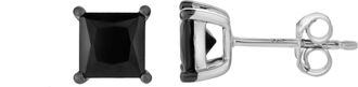 LuvMyJewelry Kiri 1.9CT Princess Cut Black Spinel Stud Earrings 925 Silver